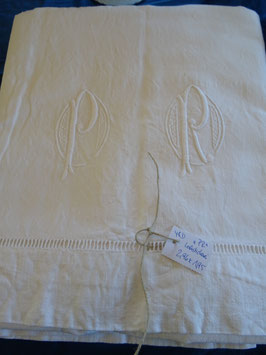 Leinen-Laken mit Monogramm "PR" (48D)