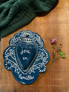 Joie en famille -bleu canard-