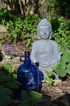 Bouteille en verre bleu cobalt Bouddha 2 L