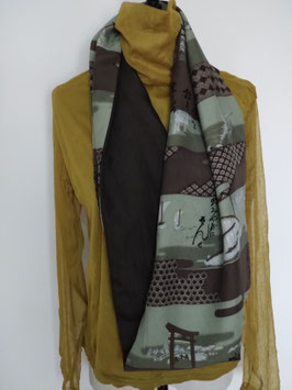 Snood réversible Kimono de soie et coton.