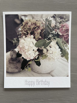 Fotokarte „Happy Birthday“ Hortensie No.1