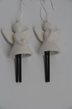 Porzellan Engel Anhänger Ivory schwarz weiß