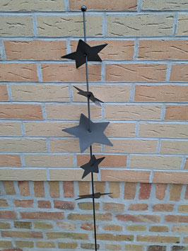 Gartenstecker Stab mit 5 Sternen grau Weihnachstdeko