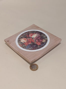 151. Wooden teapot stand/trivet with ceramic insert.