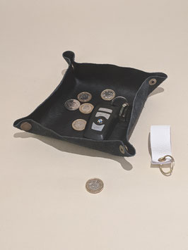 54. Dark brown Leather pop together tray.Ideal for change, jewellery etc.,