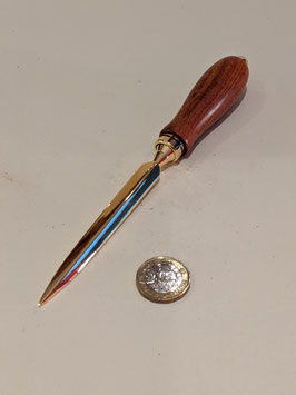 120. Beautiful hand turned wood and gilt letter opener.