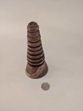 141. Small, hardwood, hand-turned obelisk/Christmas tree.