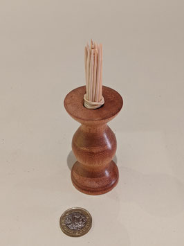 109. Beautiful hand turned wooden toothpick holder.