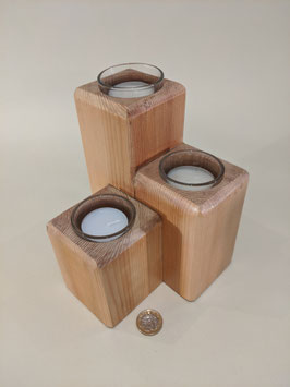 144. Hand-made triple tealight holder.