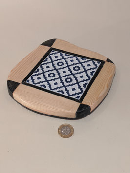 159. Wood and ceramic Teapot stand/trivet