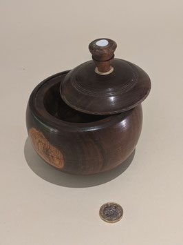 30. Beautiful dark wood keepsake bowl and lid.