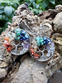 Chakra Levensboom Oorbellen (Zilver)