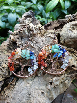 Chakra Levensboom Oorbel (Koper)