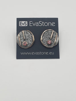 Ohrstecker Eva Stone 925/- Silber geschwärzt, mit rosa Turmalin