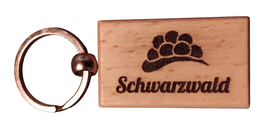 Bollenhut Schlüsselanhänger mit Schwarzwald Schriftzug – Holz Geschenk