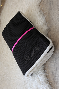 HDW/ Waffelpique schwarz neonpink Gummiband