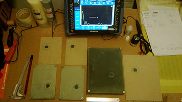 Ultrasound Non destructive testing equipment and composite test panels for analysis.