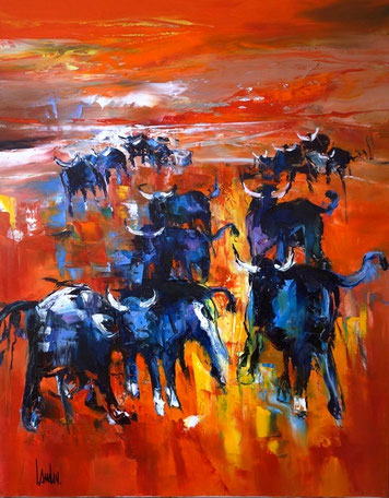 "Taureaux family" - 92x73