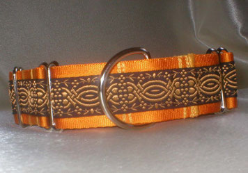 Martingale, Halsband, 4cm, goldorange, Ornamentborte