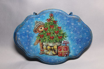Dècoupage Holzschild Weihnachten Deko