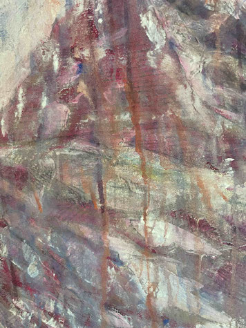 abstrakte Strukturen mit Aquarell, Bleistift und Ölkreide