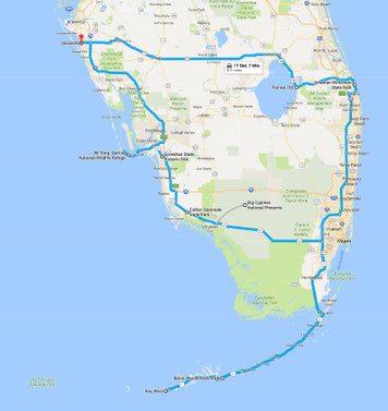 Übersichtskarte der Tour (Google Maps)