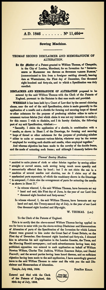  1858  THOMAS'   SECOND  DISCLAIMER