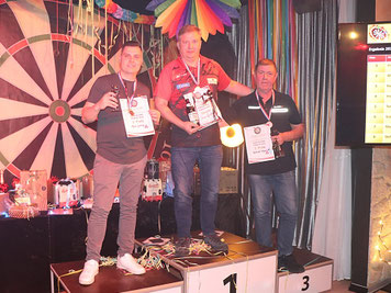 High-Score Dart Liga 2025: Sieger Ingo Lösche (Ummendorf), 2. Platz Max Jung (Hordorf), 3. Platz Roland Schmidt (Ummendorf)