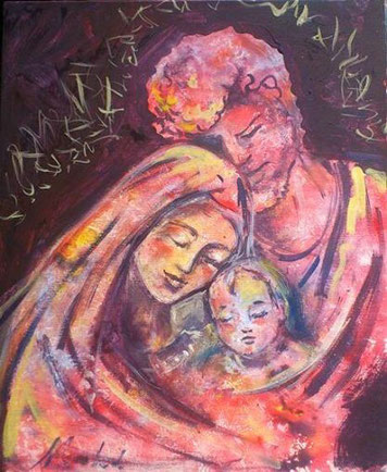 Famiglia di Nazaret - pittura a negativo-