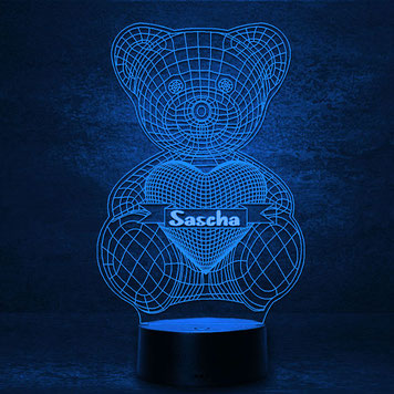 Teddibär Teddy mit Herz Geburtstag Birthday  Geschenk 3d LED Lampe