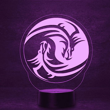 Yin Yang Dragons Geschenk 3d Led Lampe