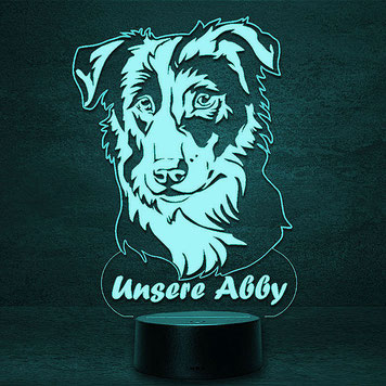 Border Collie Hund Personalisierte 3D 2D Led Geschenk Lampe Kinder Geburtstag Hochzeit Muttertag  Partner Familie Freunde Geburt Nachtlicht Schlummerlicht personalisiert mit Namen