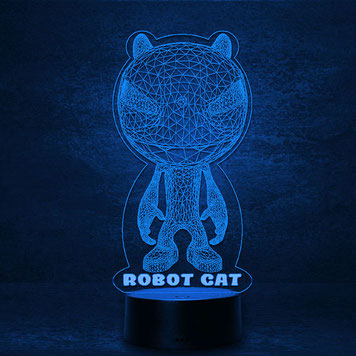 Robot Katze Geburtstag Geschenk 3d LED Lampe + Wunschgravur