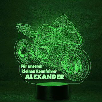 Motorrad Renner Racing Bike Geburtstag Birthday  Geschenk 3d Led Lampe