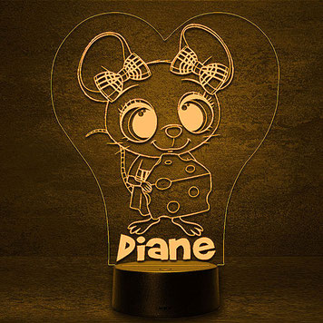 Kleine Maus Bessi Personalisierte 3D 2D Led Geschenk Lampe Kinder Geburtstag Hochzeit Muttertag  Partner Familie Freunde Geburt Nachtlicht Schlummerlicht personalisiert mit Namen