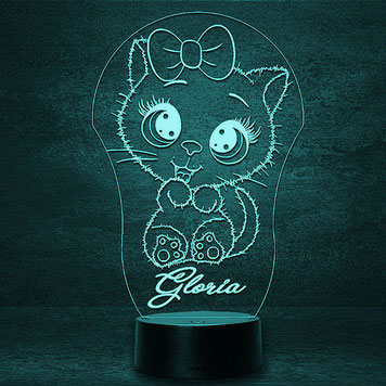 Kleine Katze Twilight  3D 2D Led Lampen Geschenke für Hochzeit Geburtstag Kinder Taufe Nachtlicht personalisierte Fotogravur Fotogeschenke