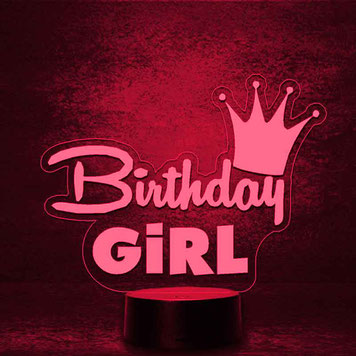 Birthday Girl Geburtstag Birthday  Geschenk 3d LED Lampe