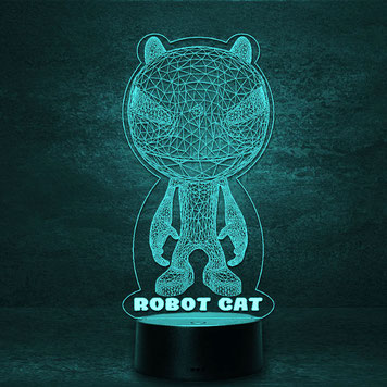 Roboter Katze Robot Cat Geburtstag Birthday  Geschenk 3d Led Lampe