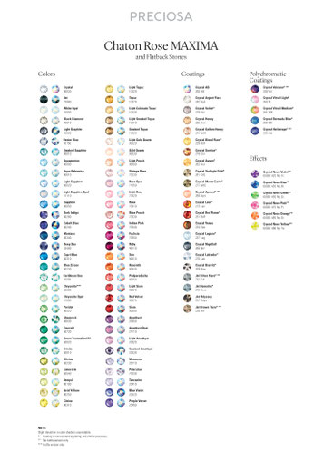 Preciosa Color Chart 2026