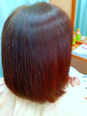 美らヘナの後に美ら紫紺で2度染め