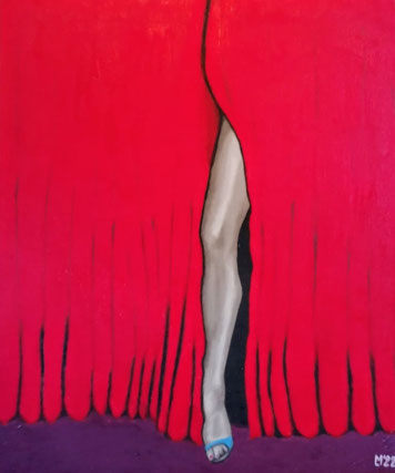 690 - Bein mit rotem Vorhang (2022)