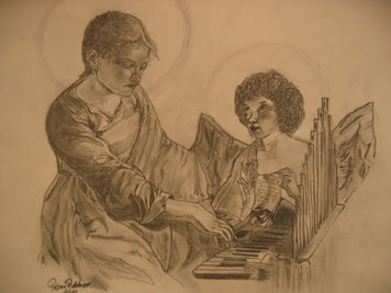 Die heilige Cecilia mit Engel - in der Nacht gezeichnet - im März 2010