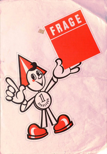 Sarefroh. Poster Plakat für eine Filiale der Sparkasse. Um 1970.