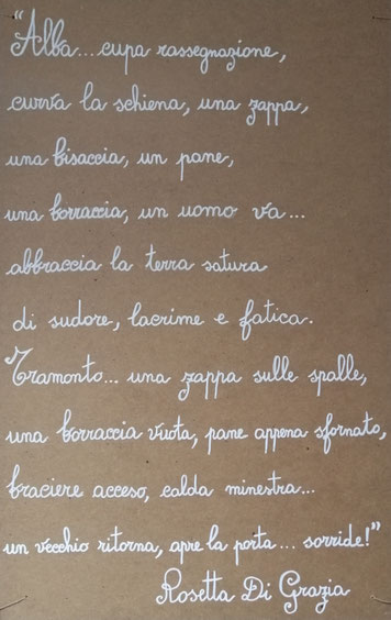 In ricordo della nostra amata socia Rosetta Di Grazia, poesia ideata e scritta in occasione dell'apertura del "Museo del Contadino" 
