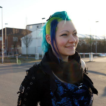 Janina - colourful hair and smiling