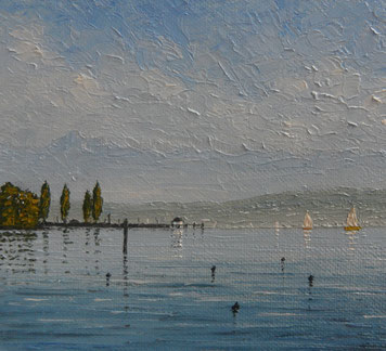 Bodensee bei Immenstaad (Öl auf Leinwand, 11,9 x 13,2 cm, verkauft)