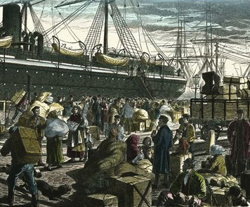 Die Ausreise erfolgte meist über die Häfen in Bremerhaven und Hamburg. (Abb.: Historisches Museum Bremerhaven) 