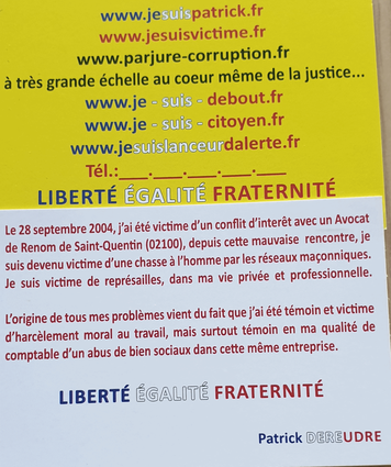 Ma carte de visite que je laisse de façon systématique après un entretien avec un journaliste, une personnalité politique