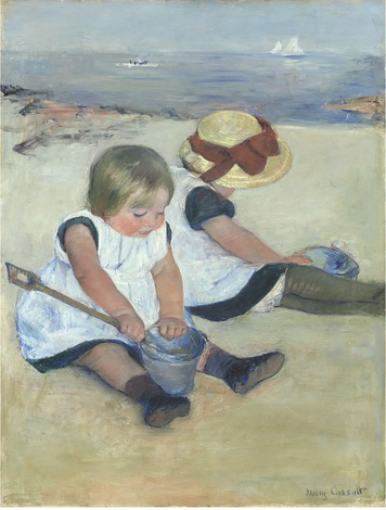 Mary Cassat, Kinder spielen am Strand, 1884