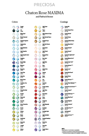 Preciosa Color Chart 2021